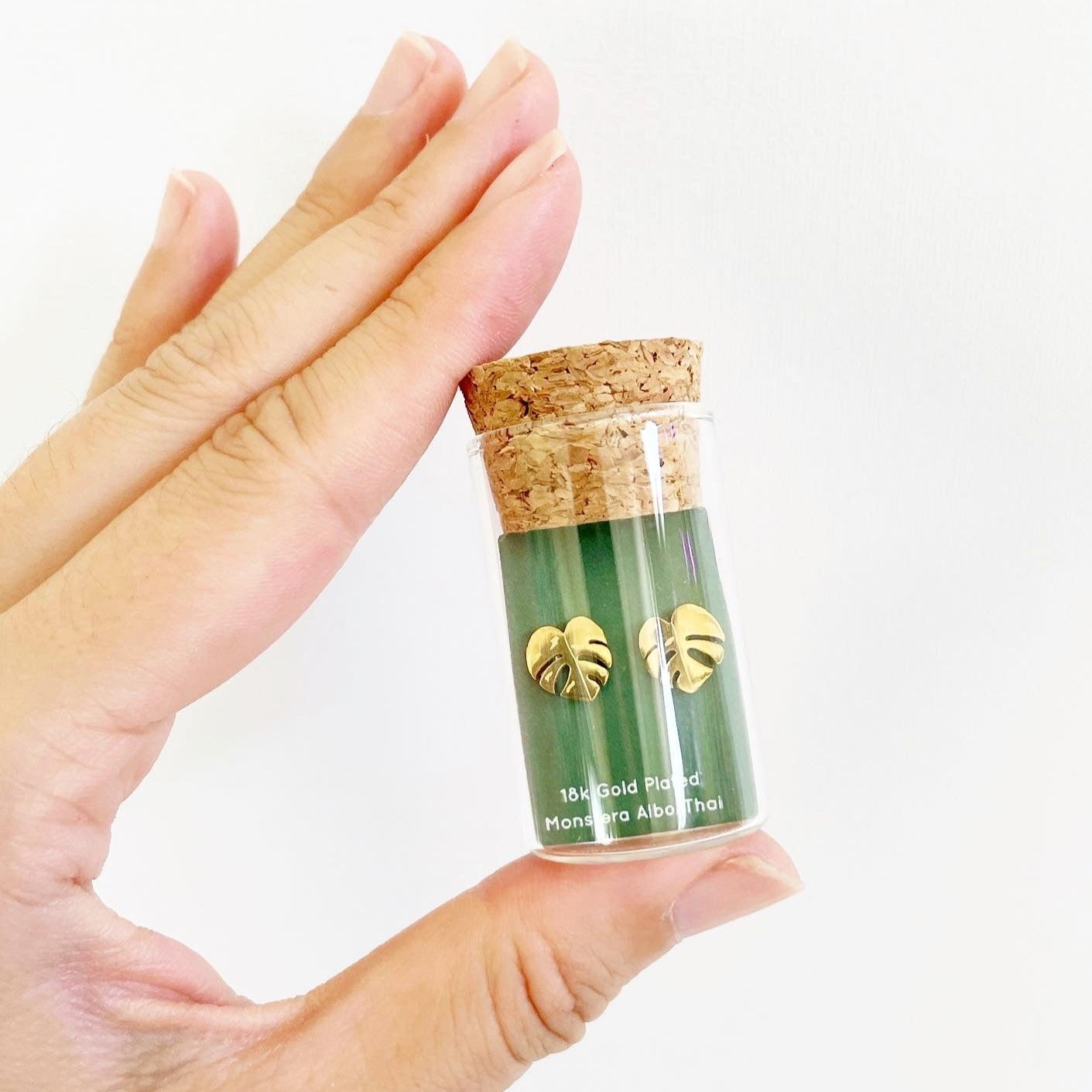 Monstera Thai Metal Stud Earrings