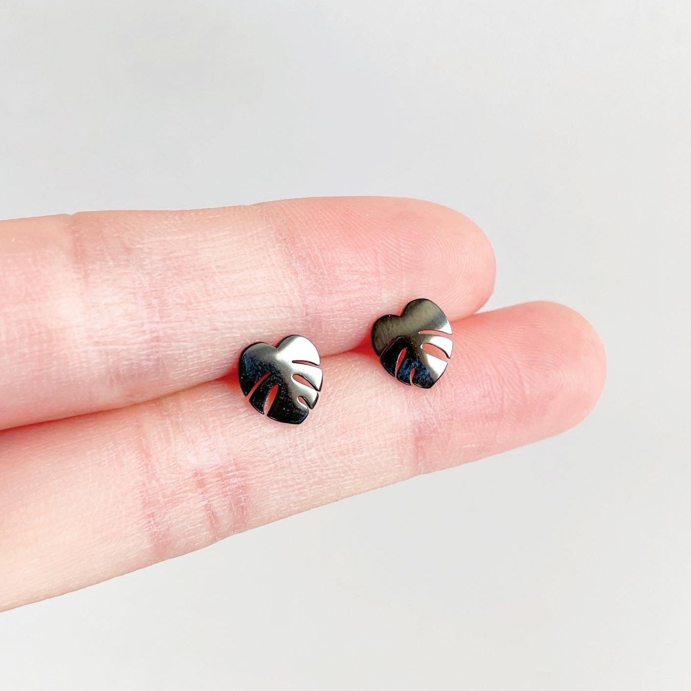 Monstera Deliciosa Metal Stud Earrings