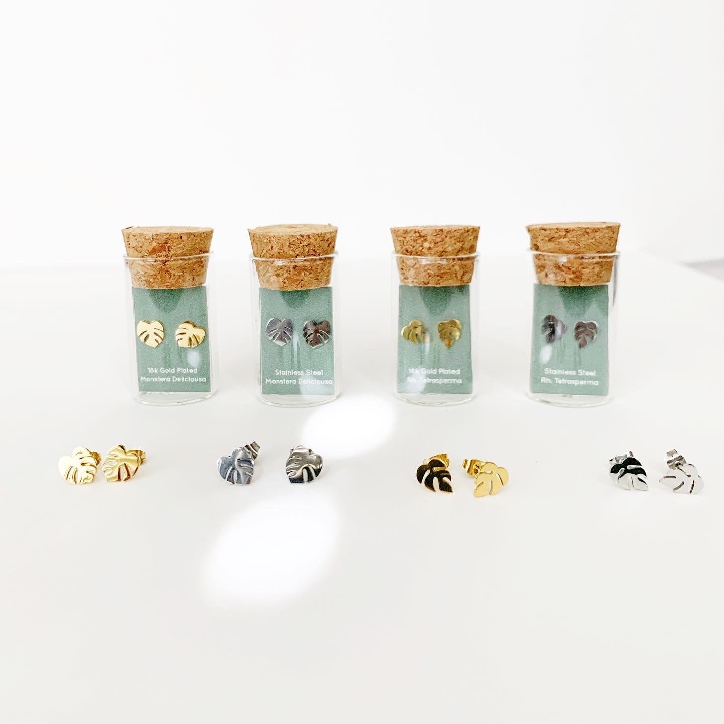Monstera Deliciosa Metal Stud Earrings