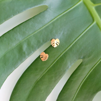 Monstera Deliciosa Metal Stud Earrings